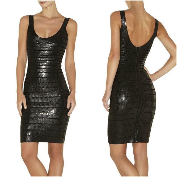 Herve Leger Dresses & Skirts - SOLD Herve Leger Leather Sequin Lilykate Dress